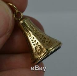 Victorian Gold Cased Banded Agate Pocket Watch Fob Seal Pendant t0416