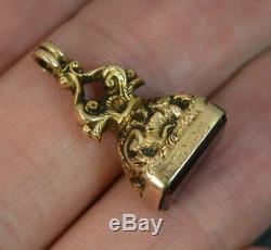Victorian Hallmarked 9 Carat Gold and Carnelian Fob Seal Pendant t0445