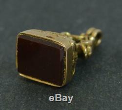 Victorian Hallmarked 9 Carat Gold and Carnelian Fob Seal Pendant t0445