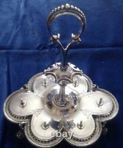 Victorian Hallmarked Solid Silver 6 Egg Cup Cruet & Spoons By Barnard & Son 1872