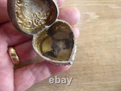 Victorian Heart Shape Antique Solid Sterling Silver Pill Box Dates C1896