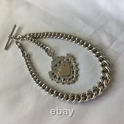 Victorian Hm Solid Silver Antique Single Graduated Albert Watch Chain/medal 1900