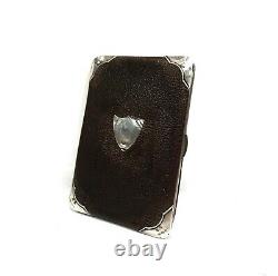 Victorian Leather And Silver Wallet / Purse / Antique Gentleman's / Black Maroon