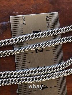 Victorian Long Solid Sterling Silver Muff-Guard Or Flapper Chain, 56 Inch, 47g