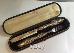 Victorian Martin Hall Co Hallmarked Sterling Silver Child's Knife Fork Cutlery