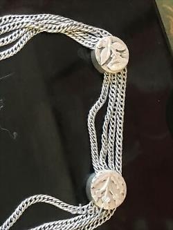 Victorian Original Solid Silver Albertina Pocket Watch Chain. Or Bracelet