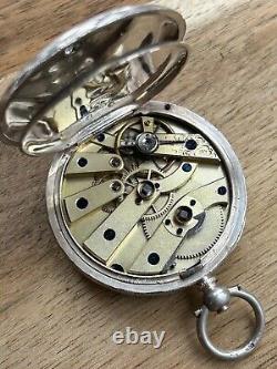 Victorian Ornate Solid Silver Dial Pocket Fob Watch c1900