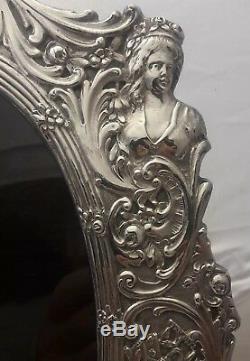 Victorian Ornate Sterling Silver Picture Photo Frame Cherub Figural Repousse