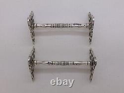 Victorian Pair of Silver Baluster & Pierced Knife Rests 1863 & 1888 London 45g