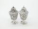 Victorian Pair Of Sterling Silver Floral Pattern Salt & Pepper Shakers 1894