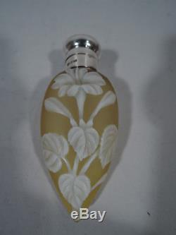 Victorian Perfume Antique Bottle English Art Cameo Glass & Sterling Silver