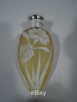 Victorian Perfume Antique Bottle English Art Cameo Glass & Sterling Silver