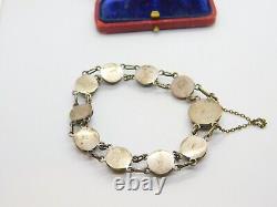 Victorian Russian Sterling Silver Colourful Enamel Floral Panel Bracelet c1880