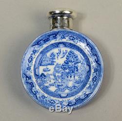 Victorian Sampson & Mordan Silver & Spode Willow Patt Perfume Bottle London 1886