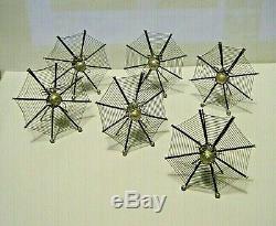 Victorian Set 6 Sterling Silver Spiders 2 Fine Web Place Card Holders Halloween