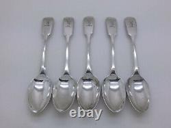 Victorian Set of 5 Solid Silver Teaspoons by Hayne & Cater 1852 London 103g
