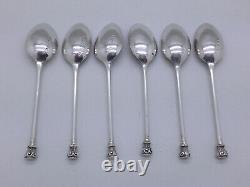 Victorian Set of 7 Solid Silver Seal Top Spoons & Sugar Tongs 1891 London 77g