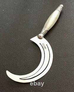 Victorian Silver And Mother Of Pearl Sickle Bookmark 1887