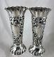 Victorian Silver & Blue Glass Posy Vases Jd&s Sheffield 1900 13.8cm Aezx