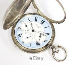 Victorian Silver Cased Pocket Watch Solid Silver Pocket Watch Triple Dial Watch