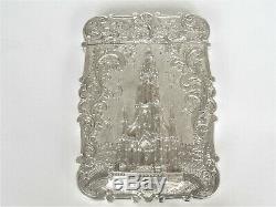 Victorian Silver Castle Top Card Case Scott Memorial Nathaniel Mills 1844