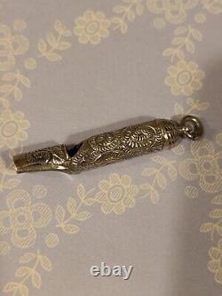 Victorian Silver Chatelaine decorative Whistle. Working. RARE