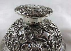 Victorian Silver & Cut Glass Inkwell Mitchell Bosley BIrmingham 1900 AZX