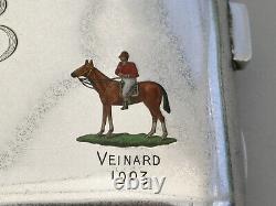 Victorian Silver & Enamel Presentation Cigarette Case With Horse Racing Interest