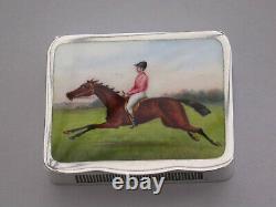Victorian Silver & Enamel Racehorse & Jockey Vesta Case James Woodburn 1891