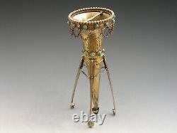 Victorian Silver Gilt Posy Holder Set with Turquoise Beads Alexander Macrae 1867