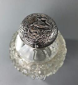 Victorian Silver & Glass Scent Bottle In The Manner Of William Comyns EZXB