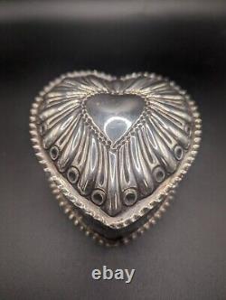 Victorian Silver Heart Shaped Box William Comyns London 1895