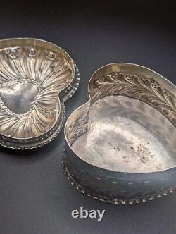 Victorian Silver Heart Shaped Box William Comyns London 1895