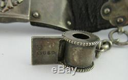 Victorian Silver & Leather Housekeepers Chatelaine Belt, With Fittings, H/M 1875