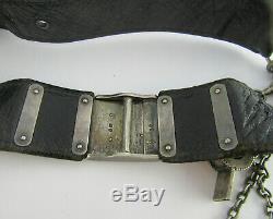 Victorian Silver & Leather Housekeepers Chatelaine Belt, With Fittings, H/M 1875