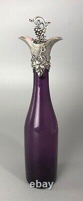 Victorian Silver Mounted Amethyst Glass Decanter Charles Reily London 1838 ACZX