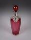 Victorian Silver Mounted Cranberry Glass Decanter By Mitchell Bosley & Co