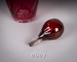 Victorian Silver Mounted Cranberry Glass Decanter by Mitchell Bosley & Co