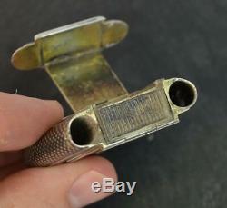 Victorian Silver Niello Enamel & Gold Horseshoe Vesta Case & Lighter