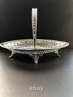 Victorian Silver Swing Handle Basket by Nathan & Hayes 1891