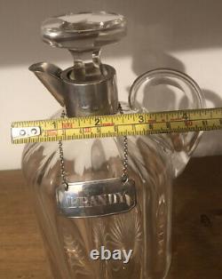 Victorian Solid Silver Brandy Decanter With Label. Chester 1898