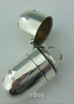 Victorian Solid Silver Bullet Shaped Perfume Flask Scent Bottle