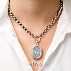 Victorian Solid Silver Collar Chain Choker Necklace & Mouring Locket Pendant