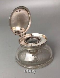 Victorian Solid Silver & Cut Glass Inkwell London 1898 ELZX