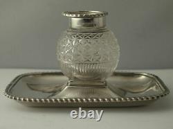 Victorian Solid Silver Desk Stand Inkwell London 1895