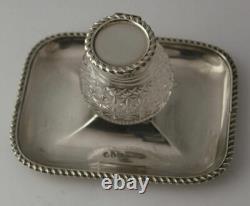 Victorian Solid Silver Desk Stand Inkwell London 1895