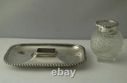 Victorian Solid Silver Desk Stand Inkwell London 1895