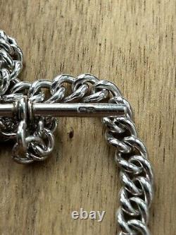 Victorian Solid Silver Graduated Pocket Watch Albert Chain + Fob C1899