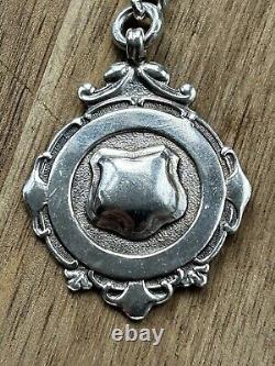 Victorian Solid Silver Graduated Pocket Watch Albert Chain + Fob C1900