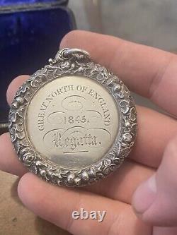 Victorian Solid Silver Great North Of England Regatta Medal 1845 5.2cm Freepost